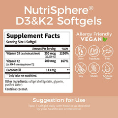 NutriSphere D3 and K2 absorption diagram emphasizes fat-soluble vitamins