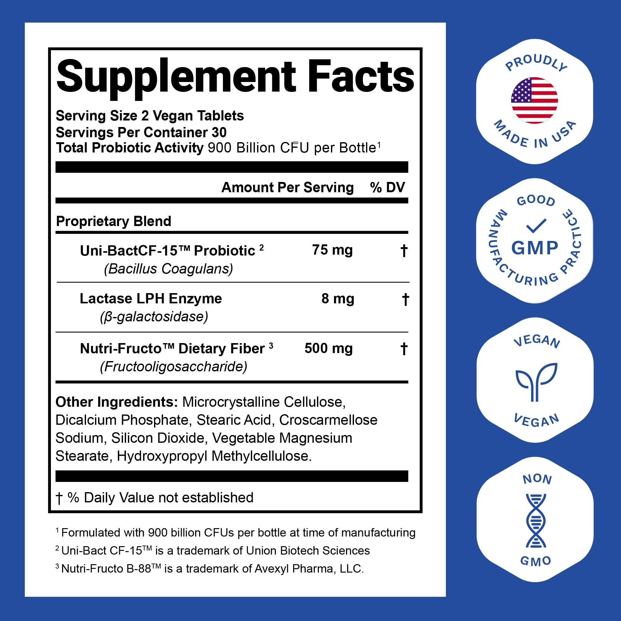 Nutrition Essentials probiotic bottle back label highlights ingredients and potency