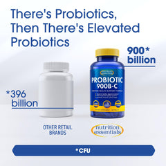 Nutrition Essentials probiotic capsules in hand emphasize easy daily dosing