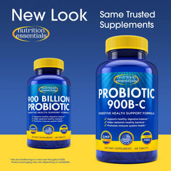 Nutrition Essentials USA-made probiotic badge signals quality and strict standards