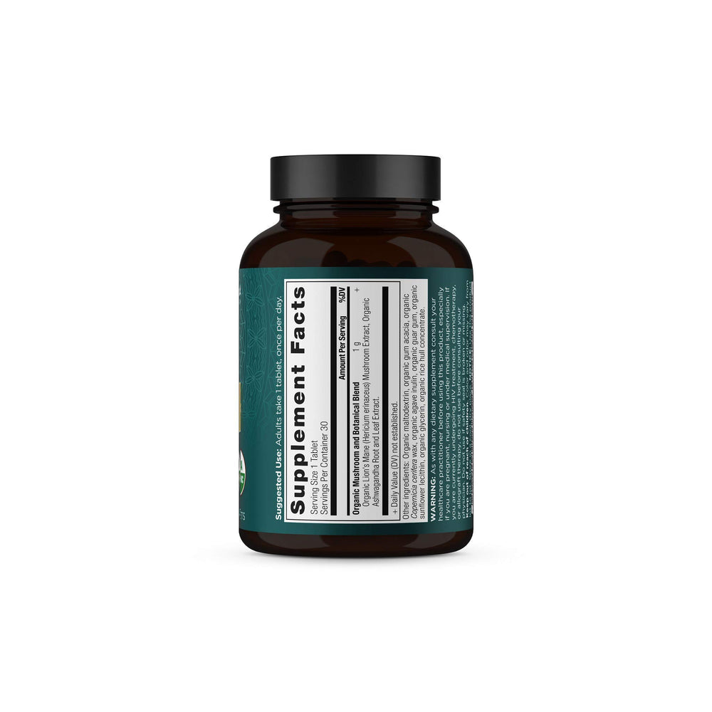 Nutrition facts and 30 tablets on bottle label