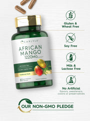 Nutrition facts for African Mango 1220mg supplement