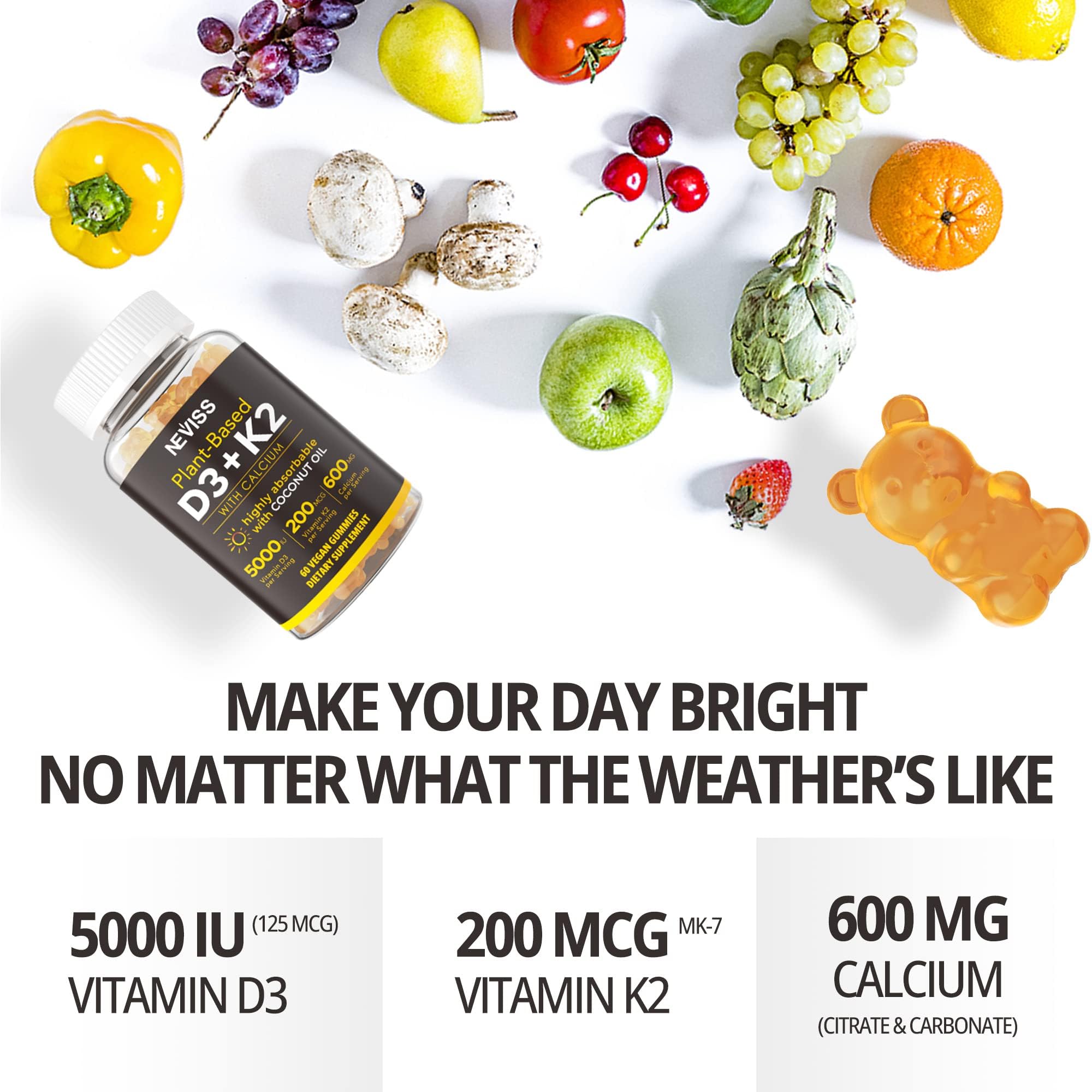 Back nutrition facts panel of the Vitamin D3 K2 Gummies