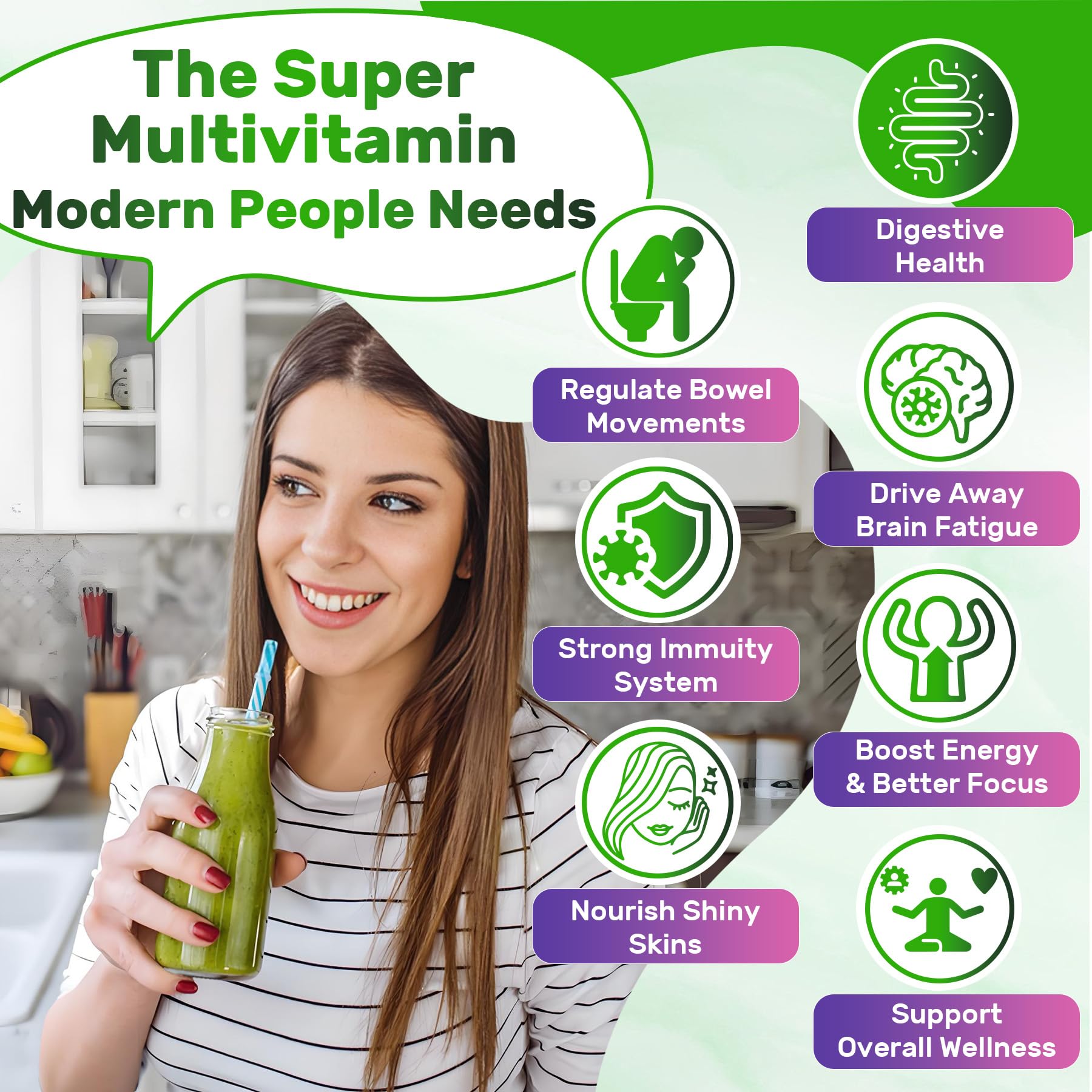 Nutrition facts label for Super Greens Gummies
