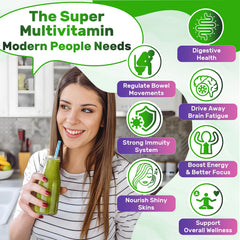 Nutrition facts label for Super Greens Gummies