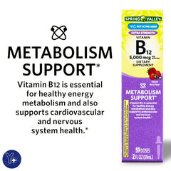 Nutrition facts label for liquid vitamin B12 Berry 5000mcg