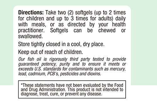 Nutrition facts panel for Maxi Health Omega Yums