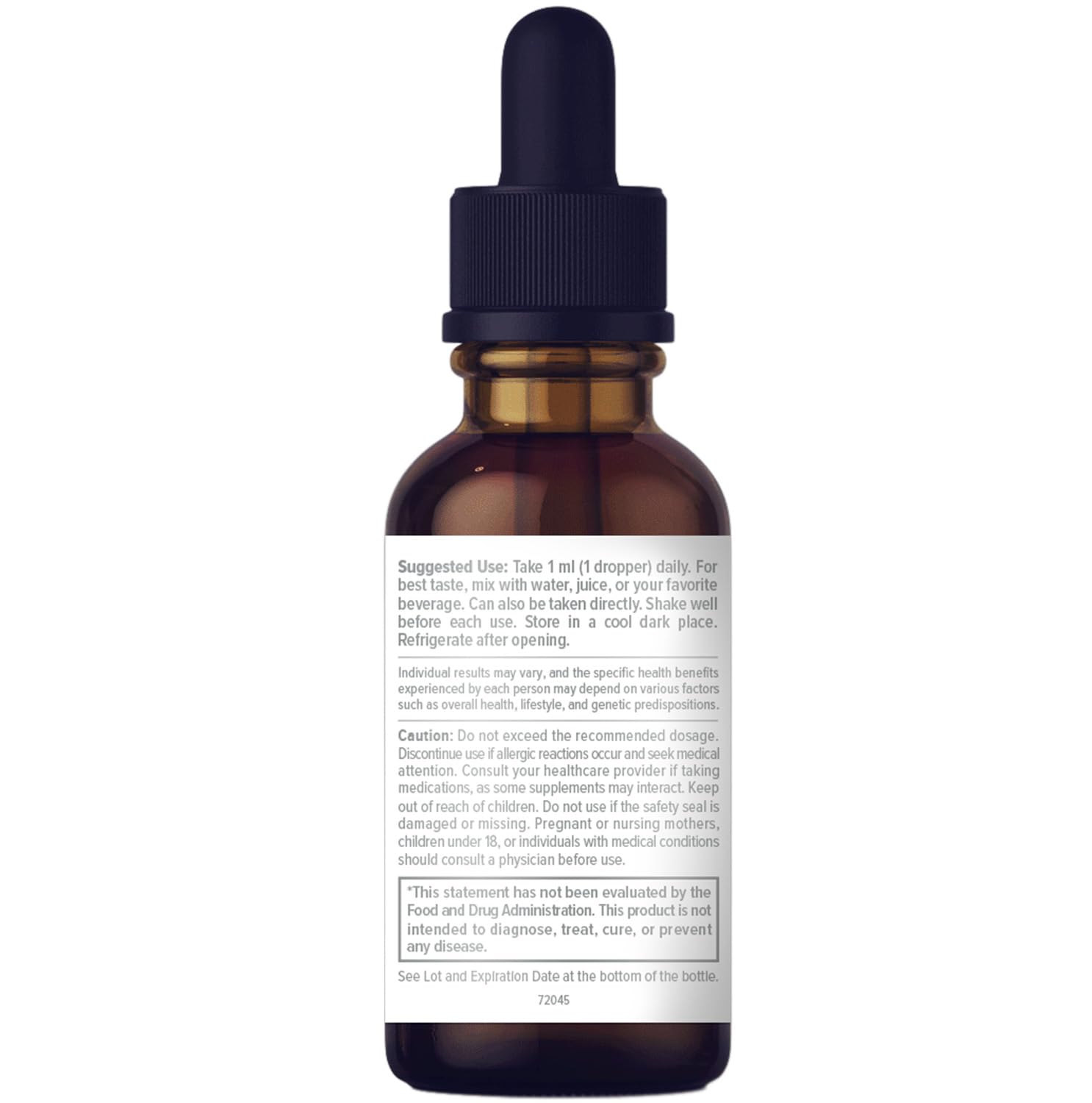 Nutrition facts panel for Vitamin D3 K2 drops