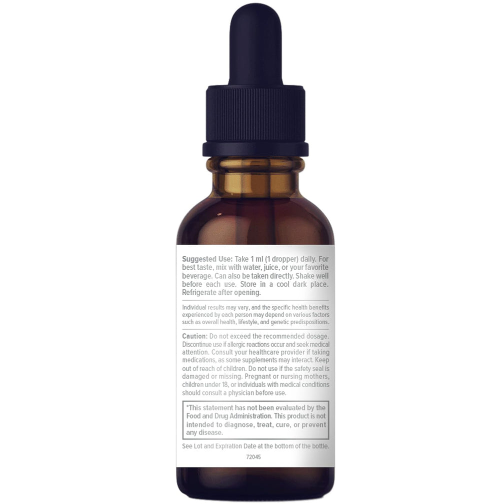 Nutrition facts panel for Vitamin D3 K2 drops