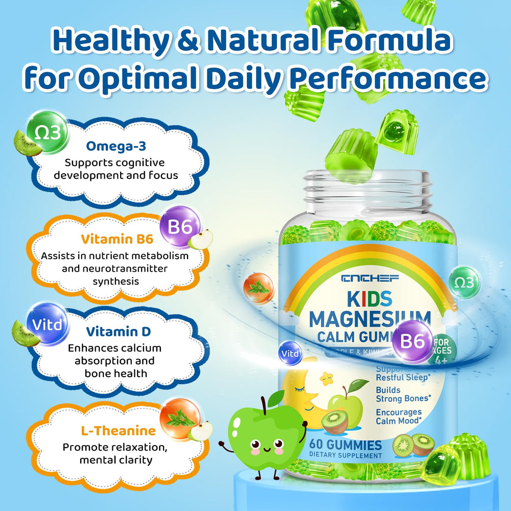 Nutrition facts label for center-filled magnesium gummies