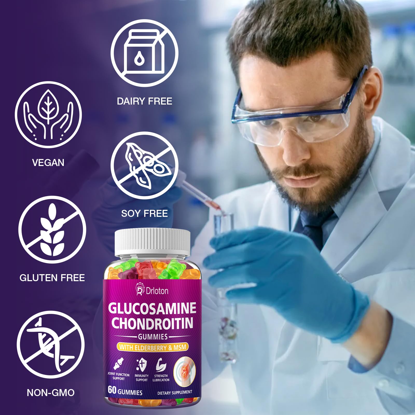 Close-up of the nutrition label for the gummies