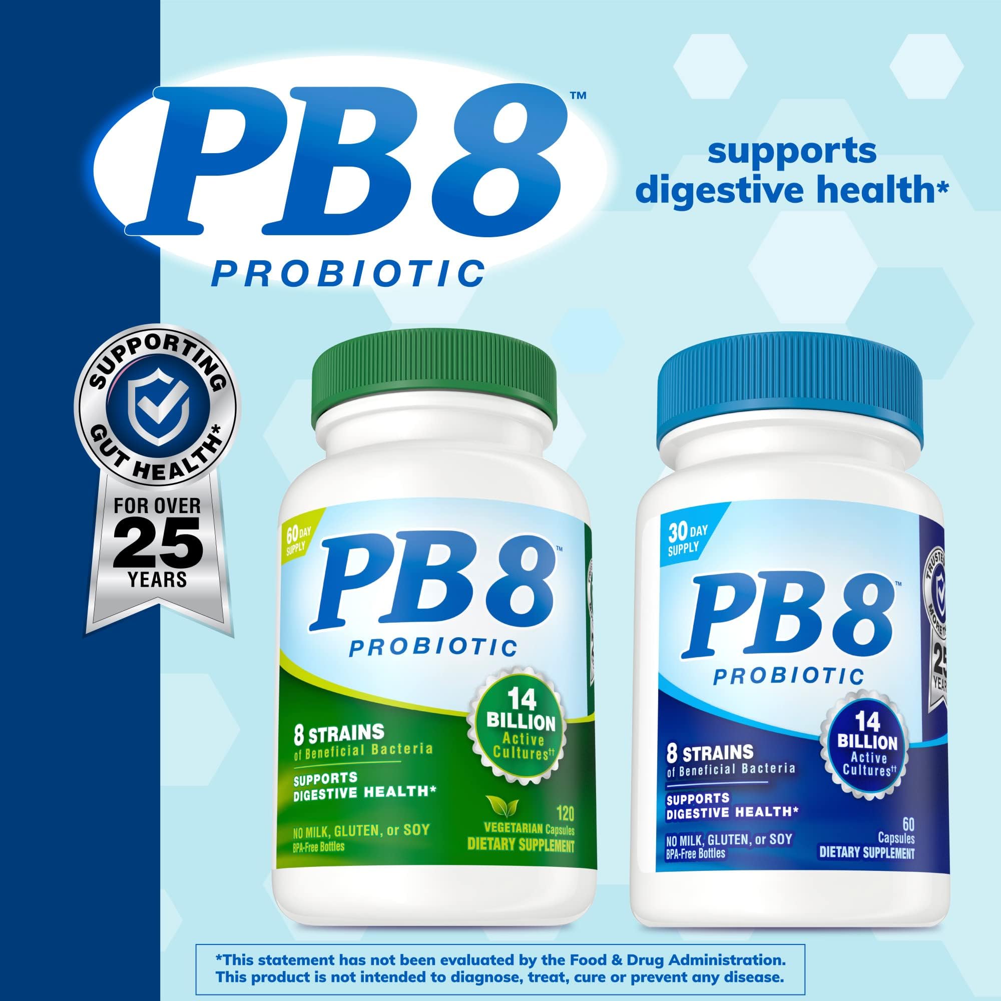 120-count bottle of PB 8 Probiotic on white background