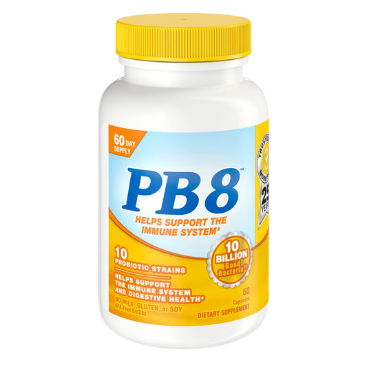Close-up of Nutrition Now PB 8 Probiotic bottle