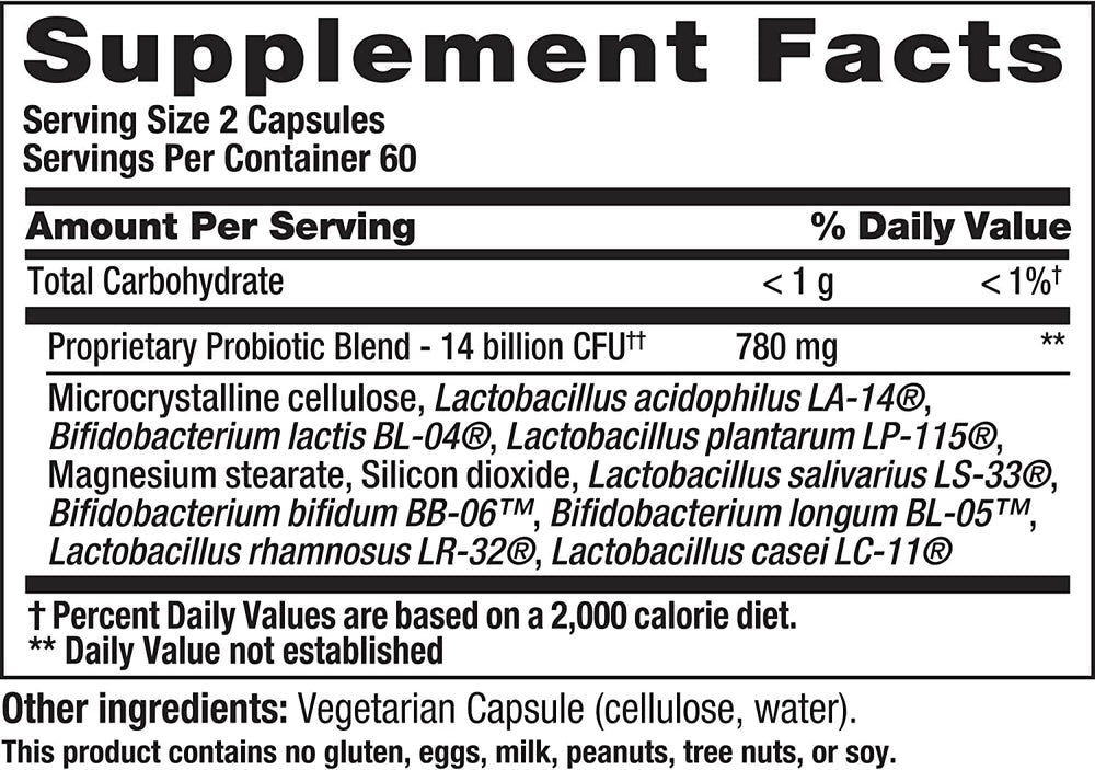 Nutrition Now PB8 vegetarian formula image emphasizes allergen-free probiotic option.