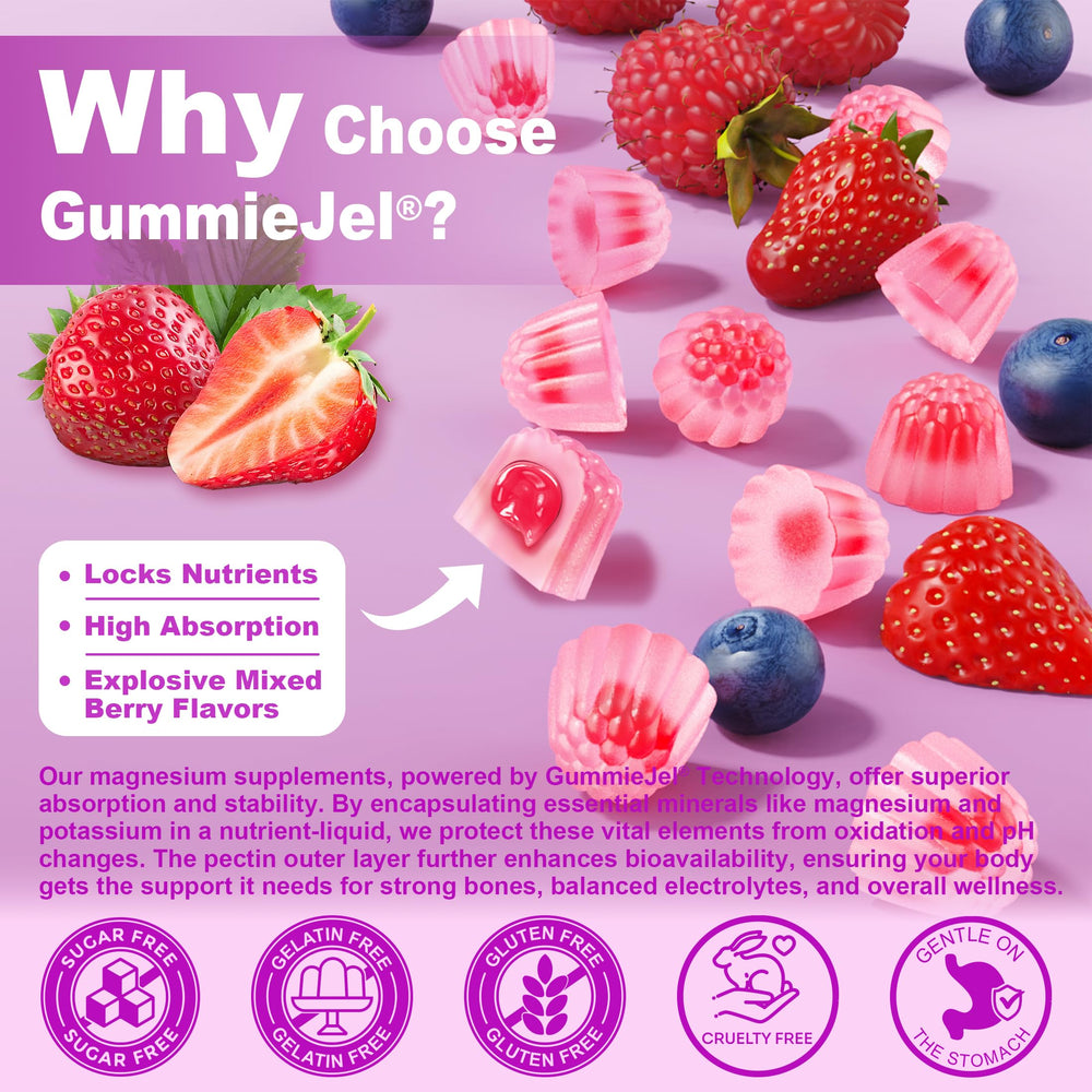 Nutrition panel showing 400mg magnesium per gummy