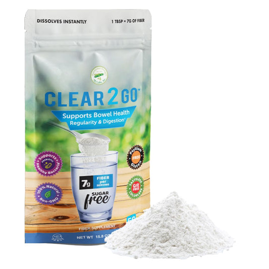 Front view of Nutritional Designs Clear 2 Go Prebiotic Fiber Powder tub