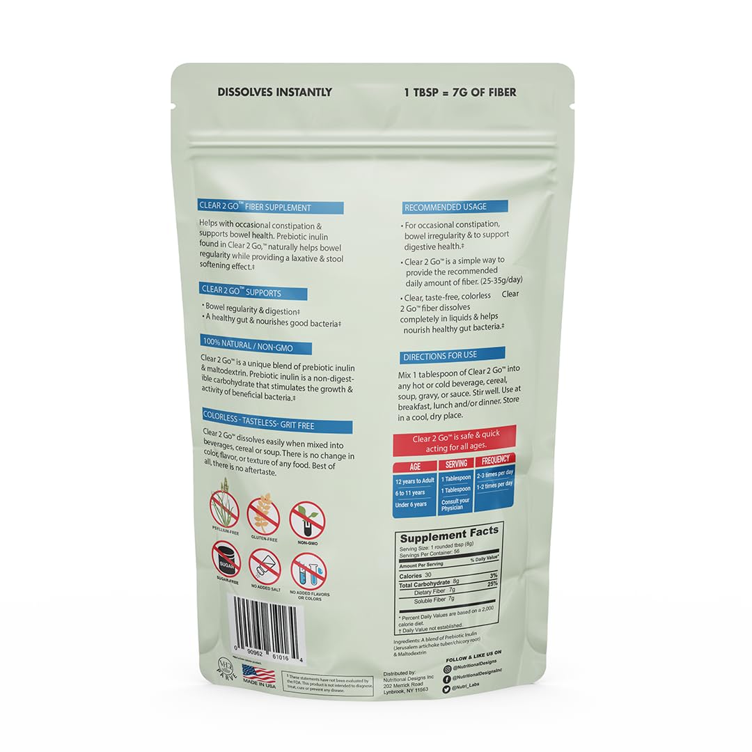 Digestive health benefits implied by fiber supplement packaging