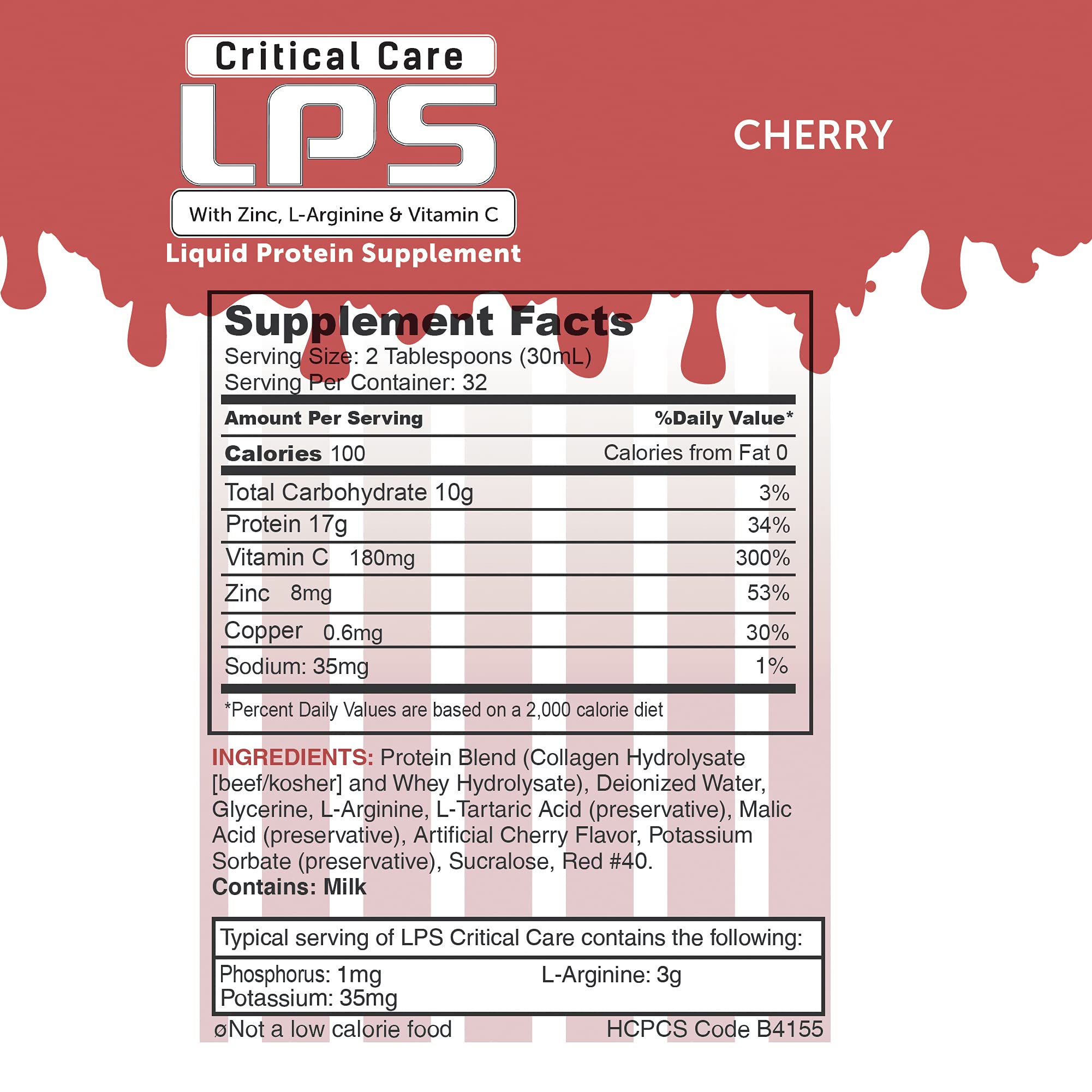 Cherry flavored liquid protein serving in glass