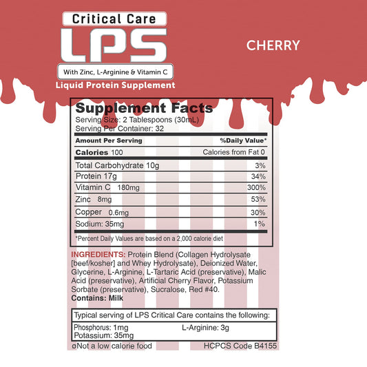 Cherry flavored liquid protein serving in glass