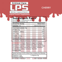 Cherry flavored liquid protein serving in glass