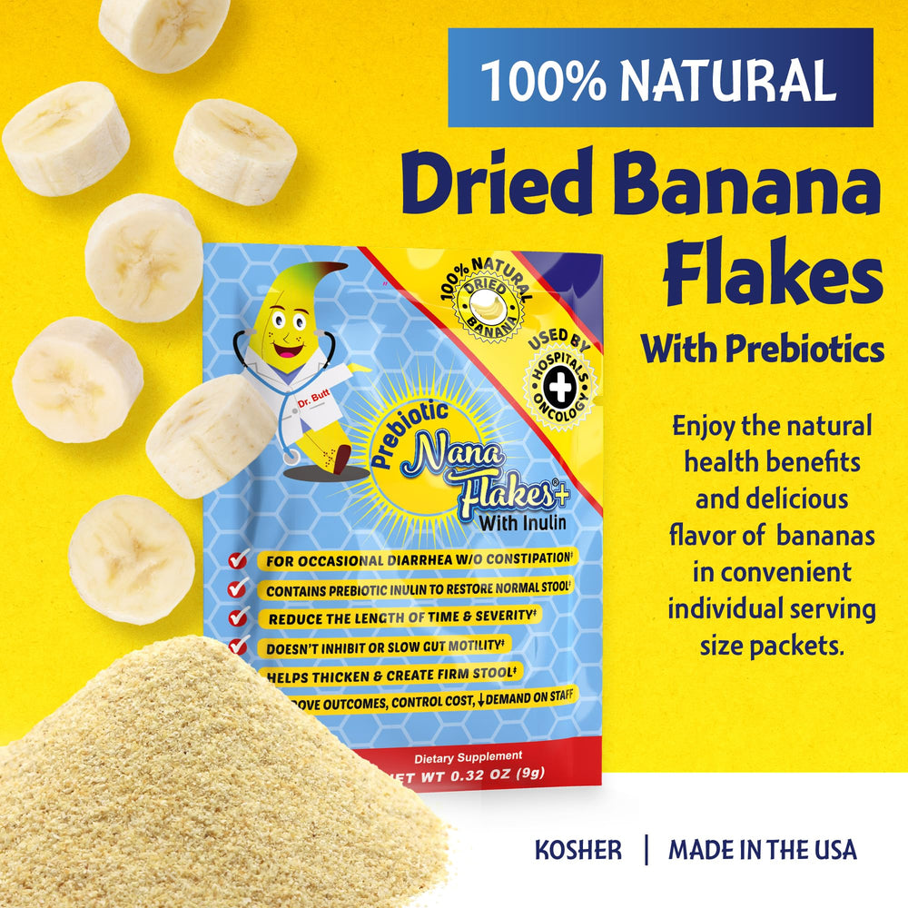Close-up of 100% dehydrated banana flakes