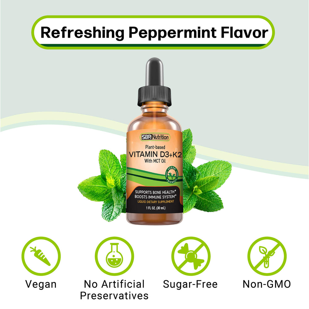 Nutritional information panel for vegan D3 + K2 drops