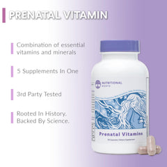 Close-up of plant-based DHA, probiotics and prenatal vitamin ingredients