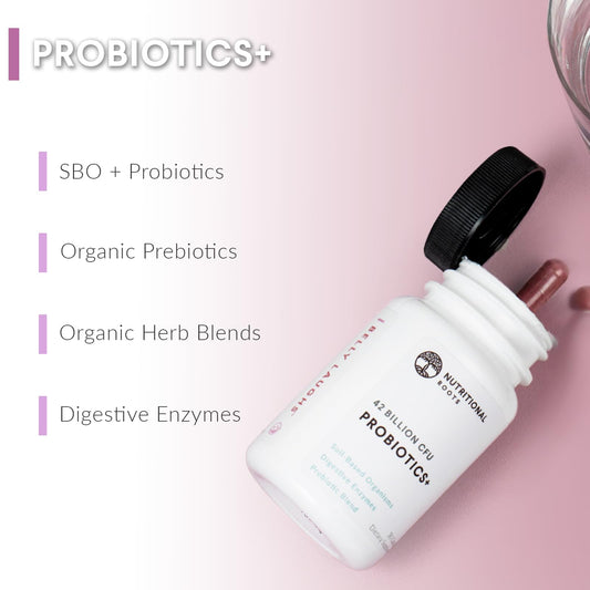 Psychobiotics and prebiotics blend with enzymes and botanicals