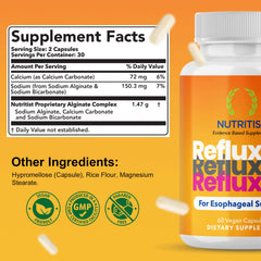 Nutritist Refluxter bottle with capsules on shelf, providing on-the-go heartburn support.