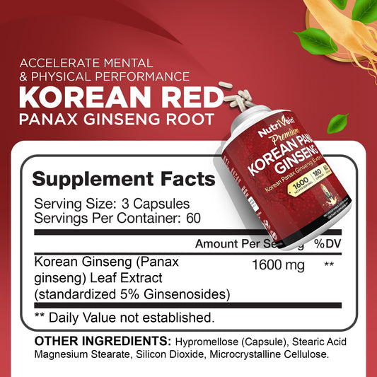 Close-up of Nutrivein Red Panax Ginseng capsules