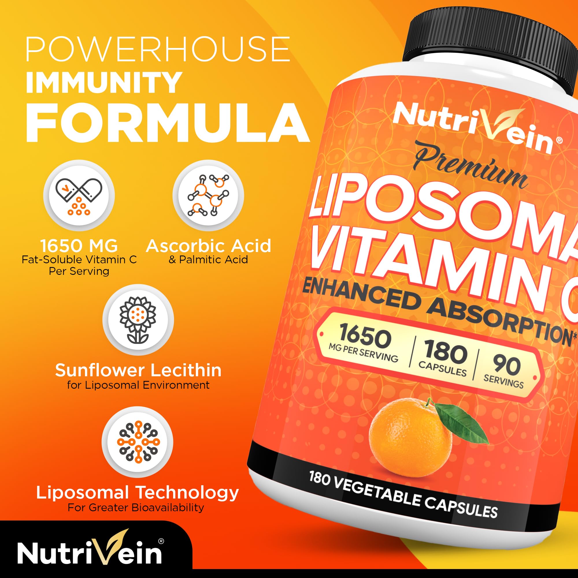 Close-up of Nutrivein Vitamin C capsules