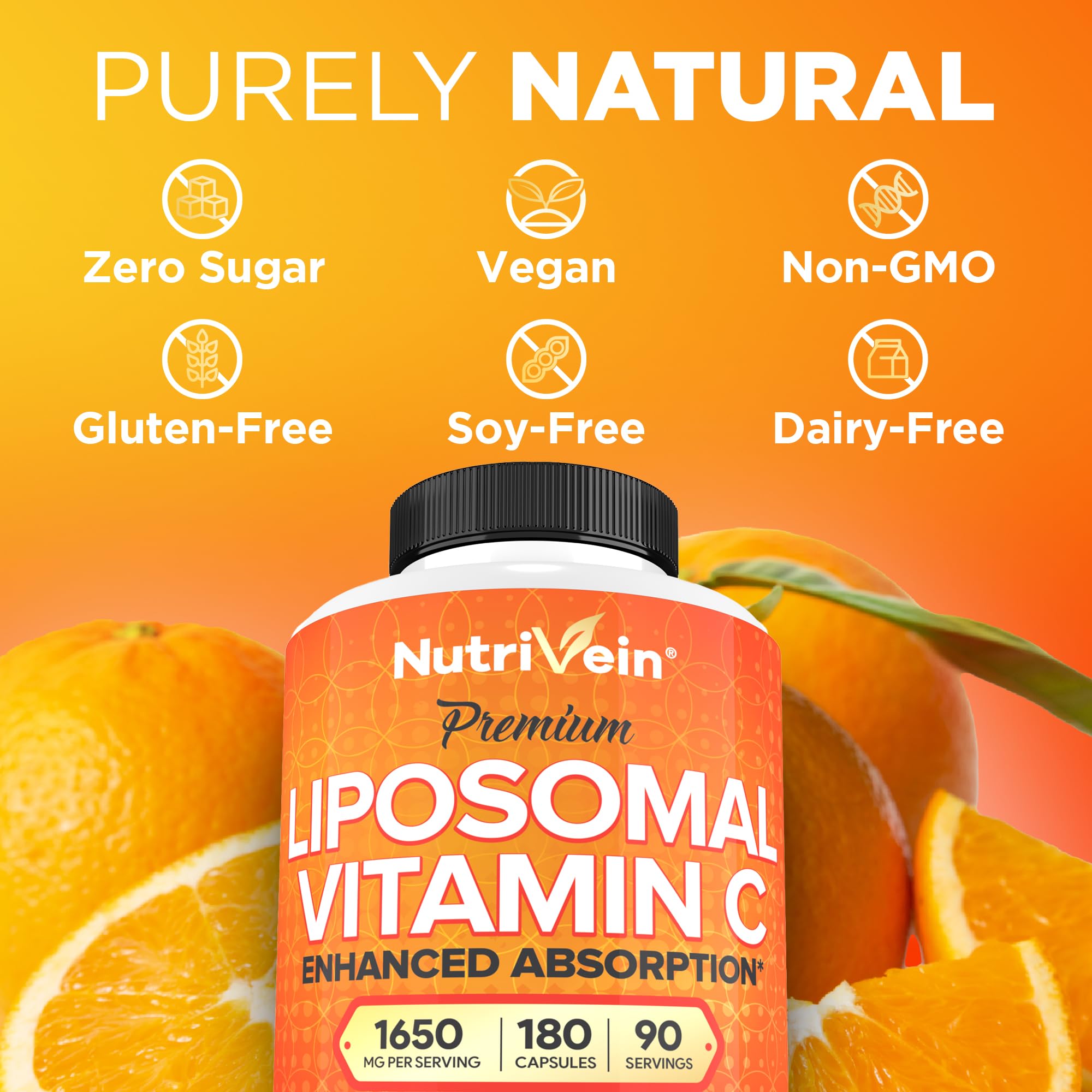 Nutrition facts panel for Nutrivein Vitamin C