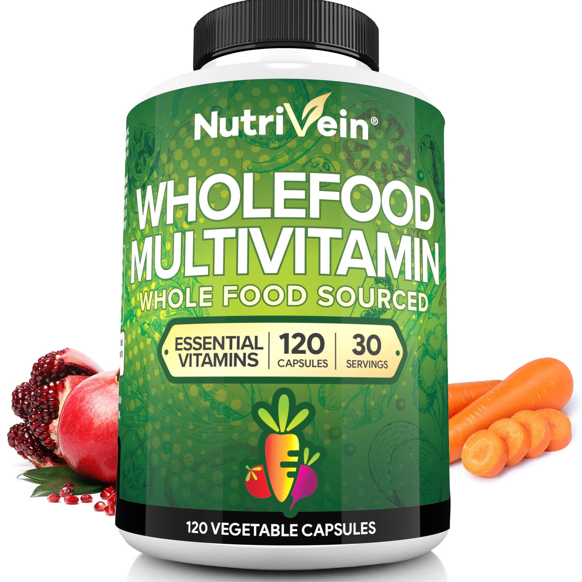 Nutrivein Whole Food Multivitamin bottle for men and women