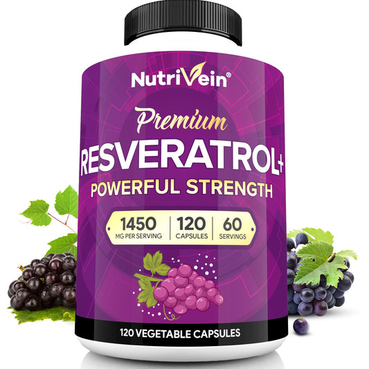 Nutrivein Resveratrol 1450mg bottle front with 120 capsules
