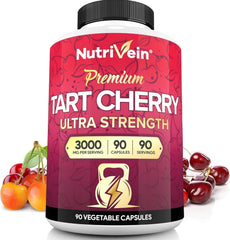 Bottle and label of Nutrivein Tart Cherry Capsules 3000mg
