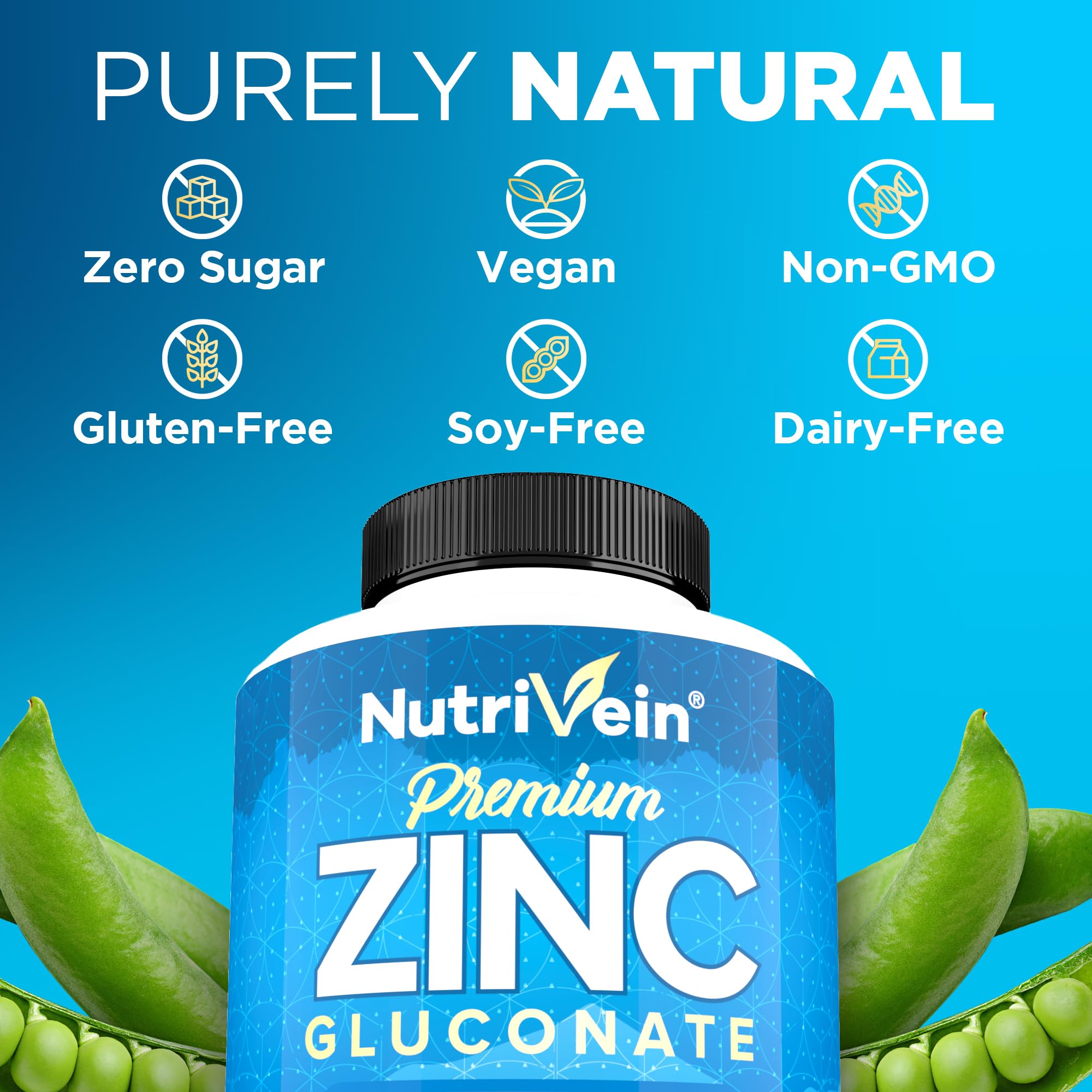 Supplement facts panel for Nutrivein Zinc Gluconate 100mg