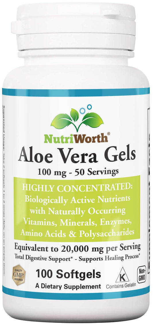 NutriWorth Aloe Vera supplement bottle with label