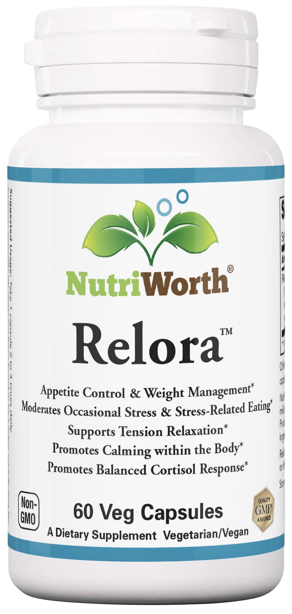 NutriWorth Relora 300mg vegan capsules bottle front