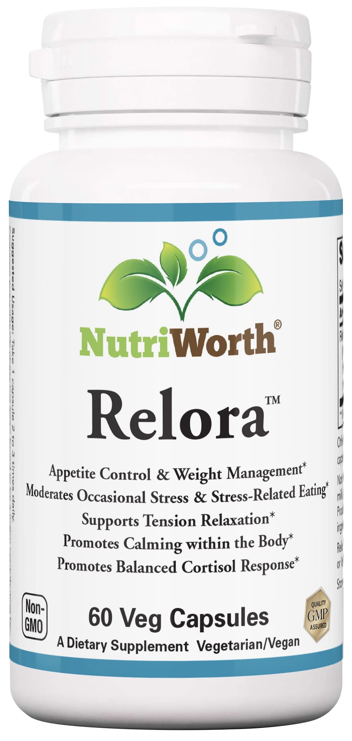 NutriWorth Relora 300mg vegan capsules bottle front