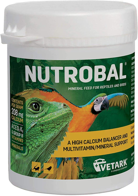 Nutrobal 100g calcium balancer and multivitamin for reptiles - bottle and packaging