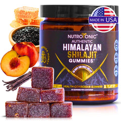NutroTonic Himalayan Shilajit Gummies Peach Vanilla bottle front