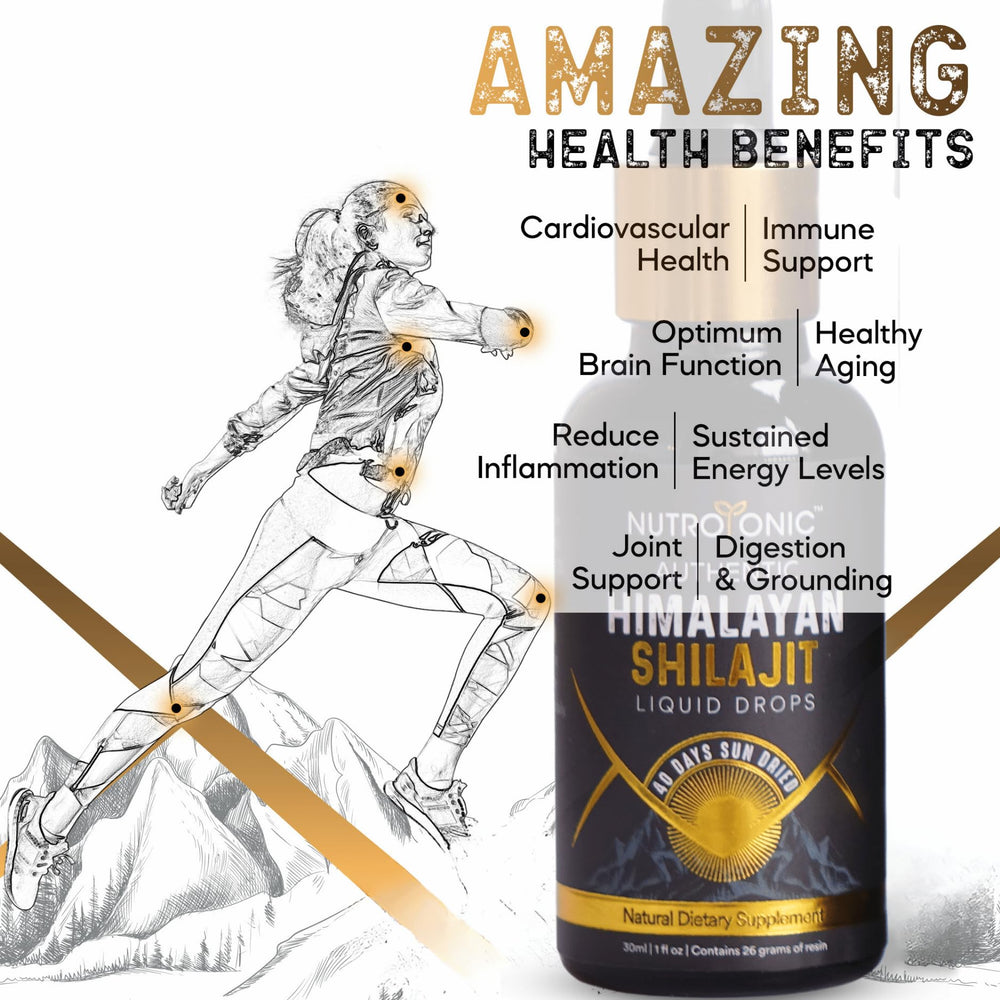 Close-up of NutroTonic Shilajit drops in bottle