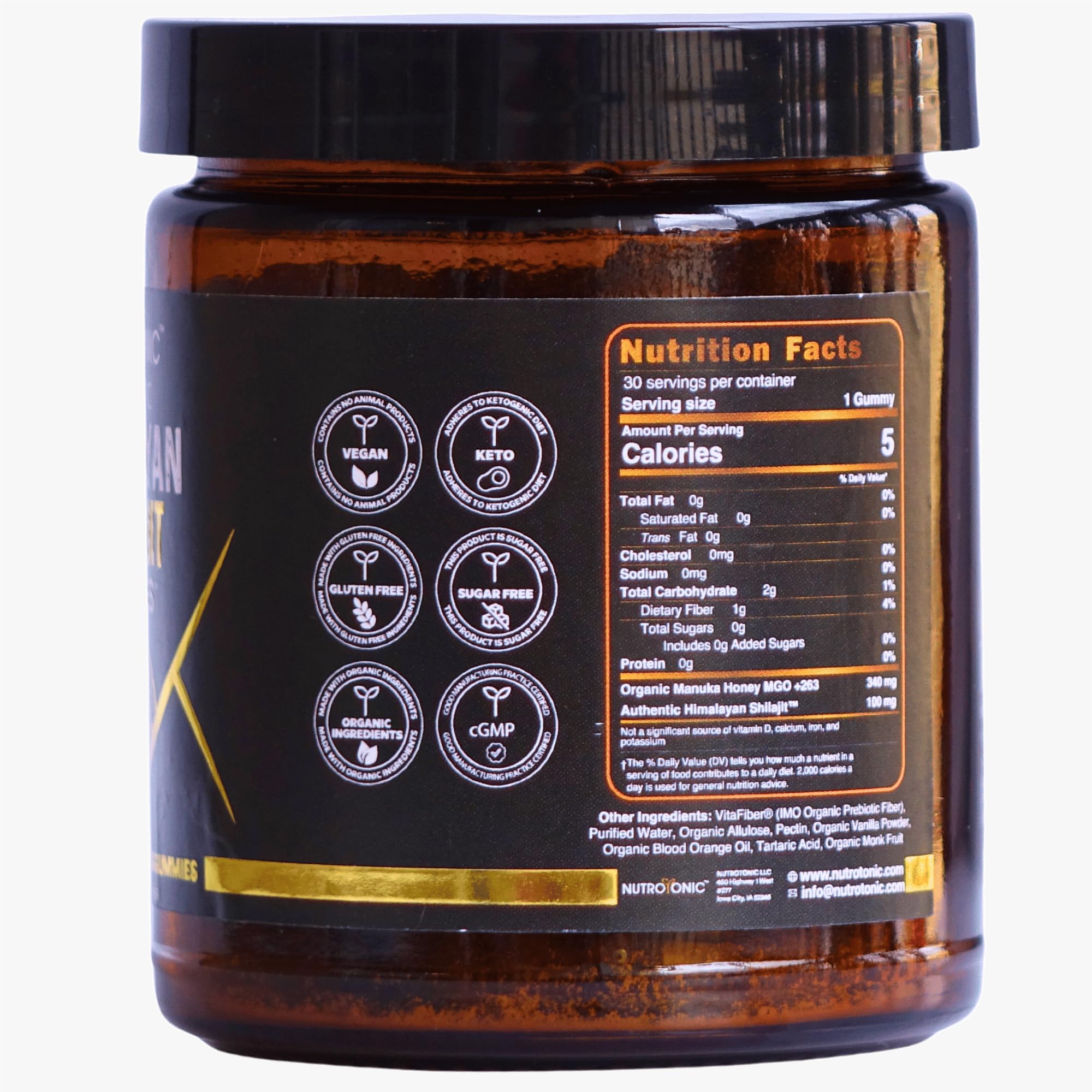 NutroTonic Shilajit gummies serving scene illustrates daily dosage