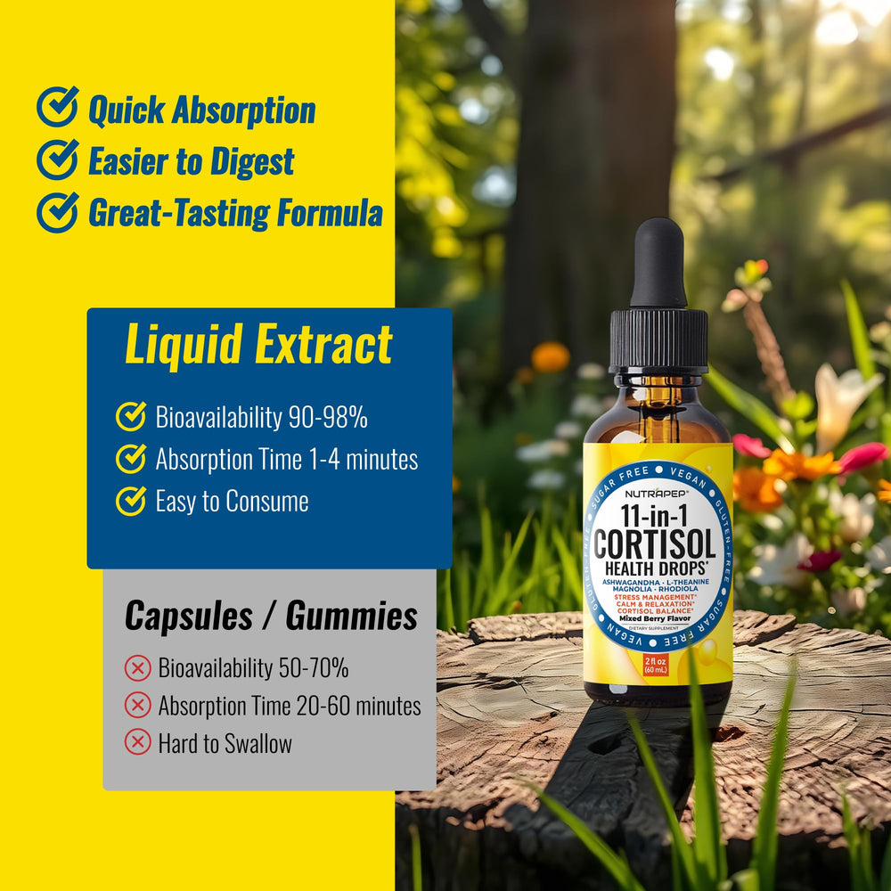 Clean, plant-based formula illustration for cortisol drops