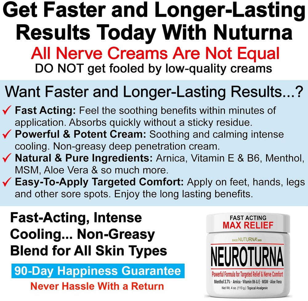 Nuturna Neuropathy Nerve Relief Cream menthol glow emphasizes cooling sensation potential.
