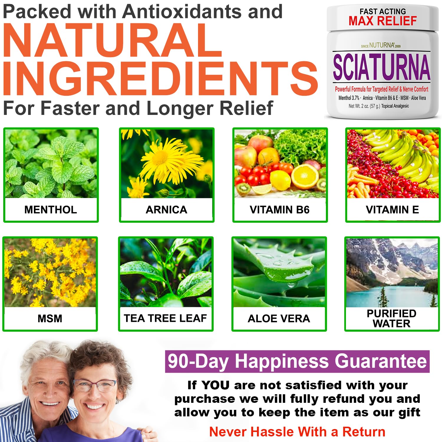 Nuturna Sciatica Cream with Arnica and MSM for soothing massage