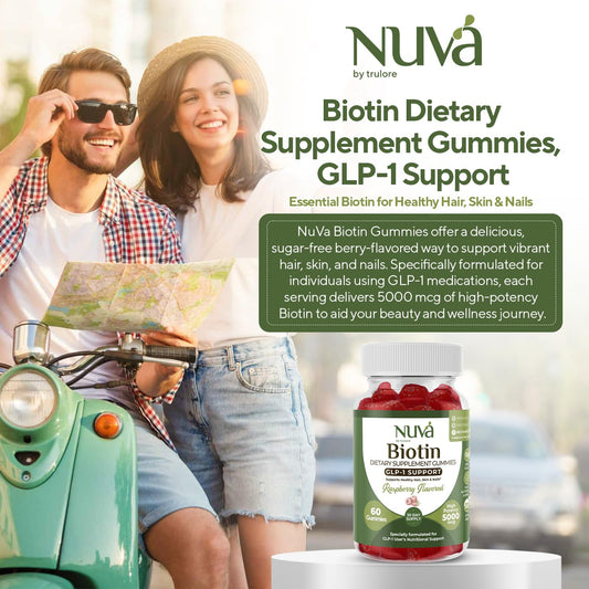 Close-up of NuVa Biotin Gummies Raspberry flavor