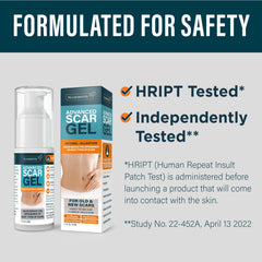 NUVADERMIS Advanced Scar Gel applied to c-section scar area for nourishing care.