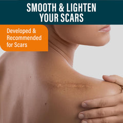 NUVADERMIS Advanced Scar Gel transparent application shows quick-absorb formula for daily use.