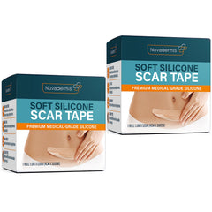 NUVADERMIS silicone scar tape roll unrolled showing long 120-inch coverage for large scars